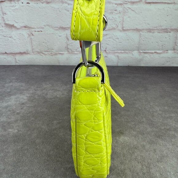 By Far Rachel Acid Green Croc-Embossed Women's Bag New - Picture 5 of 14